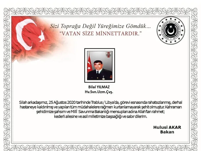 Son dakika: MSB duyurdu: Libya'da Uzman Çavuş Bilal Yılmaz şehit oldu - 1