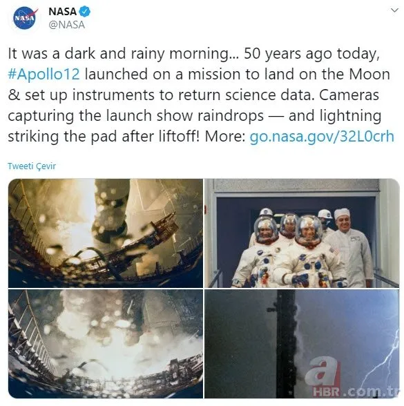 NASA Apollo 12’nin 50 yıl önceki fırlatılma anının görüntülerini yayınladı