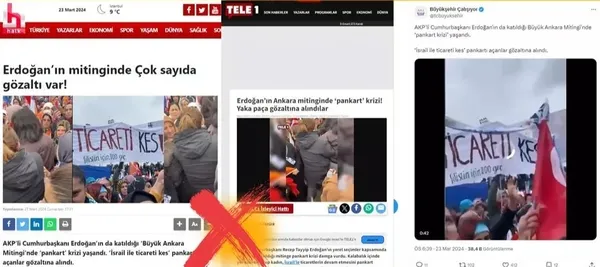 Fondaş medya yine patladı! Ankara mitinginde pankart açanlar gözaltına alındı iddiasına yalanlama! Dezenformasyonla Mücadele Merkezi: Söz konusu değildir