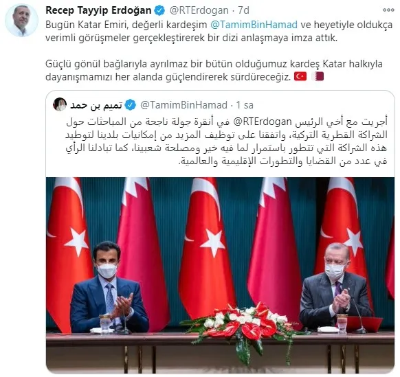 Son dakika: Başkan Erdoğan: Katar ile dayanışmamızı her alanda güçlendirerek sürdüreceğiz