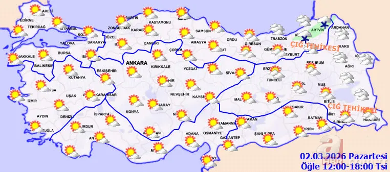 Meteoroloji paylaştı: 30 ile kar geliyor! Sıcaklık Batı’da artıyor, Doğu’da çığ riski 8