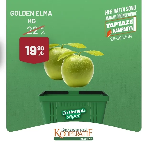 Tarım Kredi Market 30 Ekim indirim kataloğu! Kuru Soğan 5,90 TL, Salatalık 9,75 TL, Limon 10,90 TL, Yerli muz 28,90 TL, Mandalina 12,50 TL satışta…