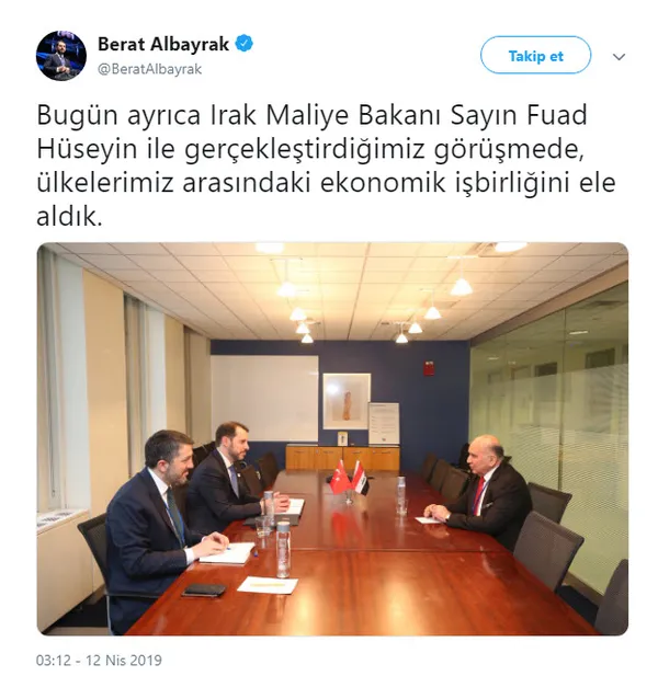 Bakan Berat Albayrak ABD temaslarını Twitter’dan paylaştı