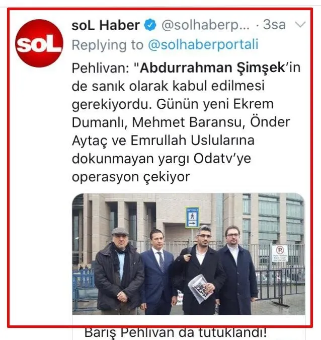 MİT ihanetine imza Oda TV’nin Genel Yayın Yönetmeni Barış Pehlivan Sabah’a saldırdı