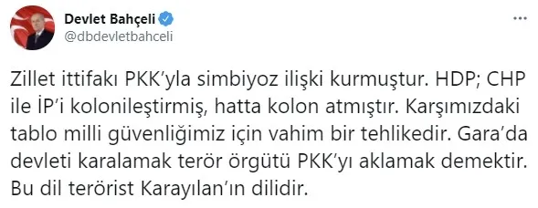 Son dakika: MHP Genel Başkanı Devlet Bahçeli’den Gara açıklaması