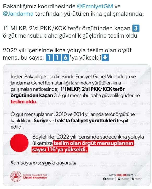 son-dakika-icisleri-bakanligi-3-terorist-teslim-oldu-1669825702651.jpg Son dakika! İçişleri Bakanlığı: 3 terörist teslim oldu - 1