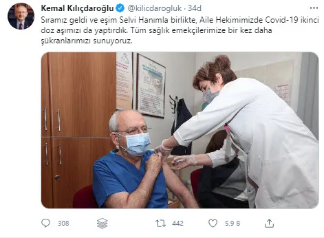 Son dakika: CHP Genel Başkanı Kemal Kılıçdaroğlu, koronavirüs aşısının ikinci dozunu yaptırdı - 1