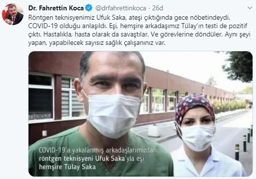 Sağlık Bakanı Fahrettin Koca: Hastalıkla savaştılar. Ve görevlerine döndüler - 1