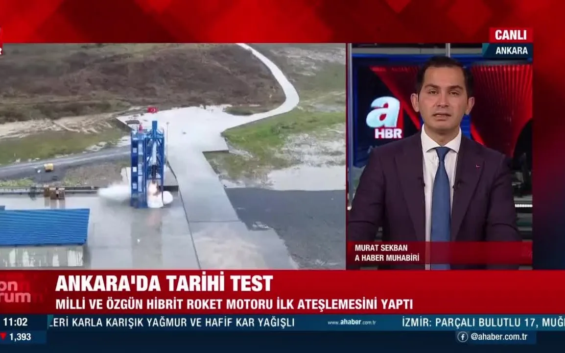 son dakika ankara da tarihi test milli ve ozgun hibrit roket motoru ilk ateslemesini yapti