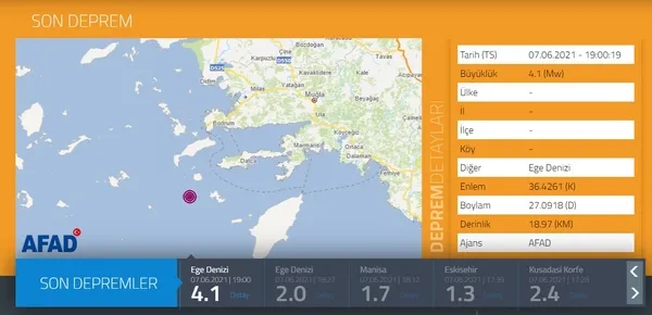 Son dakika: Muğla'nın Datça ilçesinde korkutan deprem | 2021 son depremler - 2