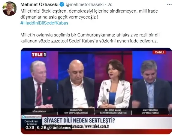 Sedef Kabaş’ın Başkan Erdoğan’ı hedef almasına Uğur Dündar’dan skandal destek! AK Parti ve Cumhurbaşkanlığından tepki