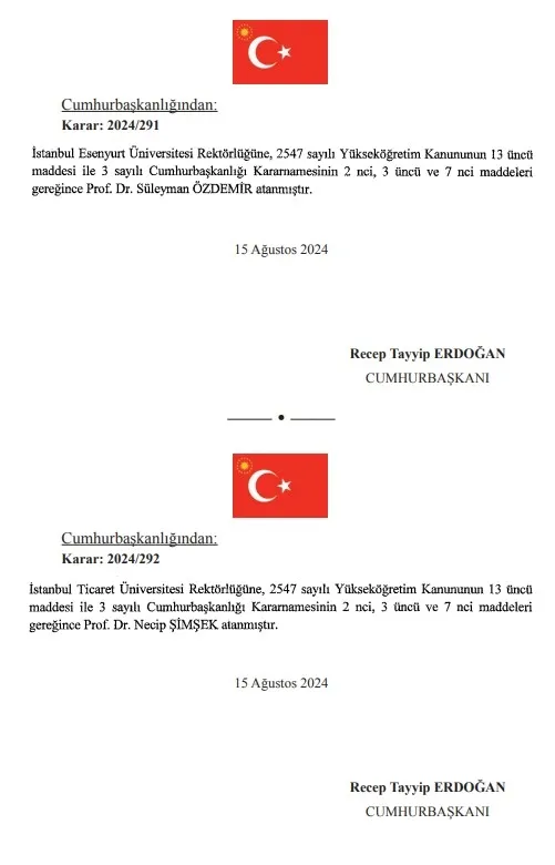 Atama kararları Resmi Gazete'de yayımlandı!