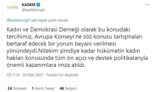 Türkiye İstanbul Sözleşmesi’nden ayrıldı! KADEM’den açıklama geldi: Zeminden koparıldı! Bu gerilimin bir neticesi