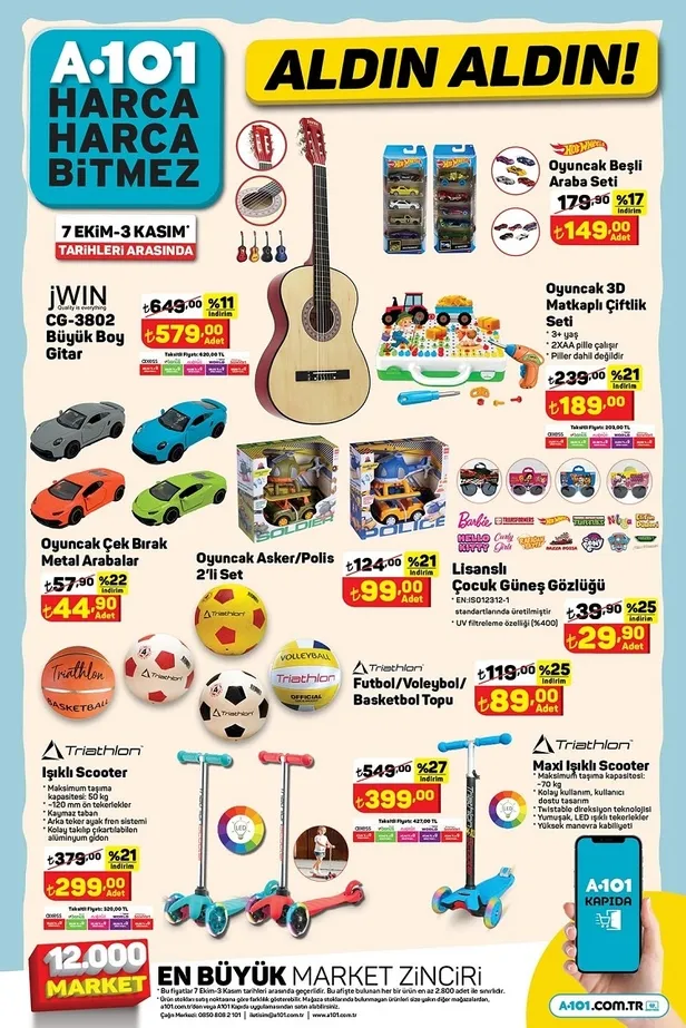 14 Ekim A101 aktüel ürünler kataloğu yayınlandı! 28 bin TL’ye benzinli Moped, 179 TL’ye 5L sıvı yağ 299 TL’ye Mop Kova seti, 22 TL’ye 2kg un satışa sunuluyor
