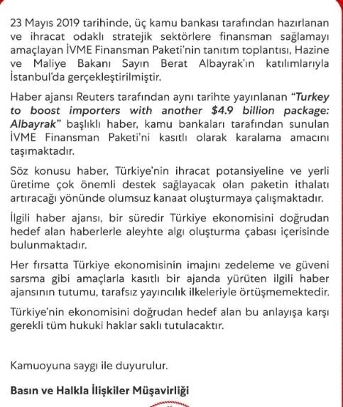 Son dakika: Hazine Bakanlığı’ndan Reuters’a sert tepki!