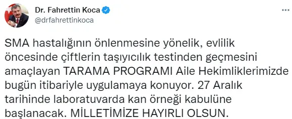 Son dakika: Sağlık Bakanı Fahrettin Koca'dan SMA testi açıklaması! Tarih verildi - 1