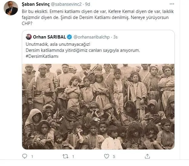 CHP'li Orhan Sarıbal'ın 'Dersim katliamı' paylaşımına tepki yağıyor: Atatürk'ün partisine yakışıyor mu? Yazık! - 5