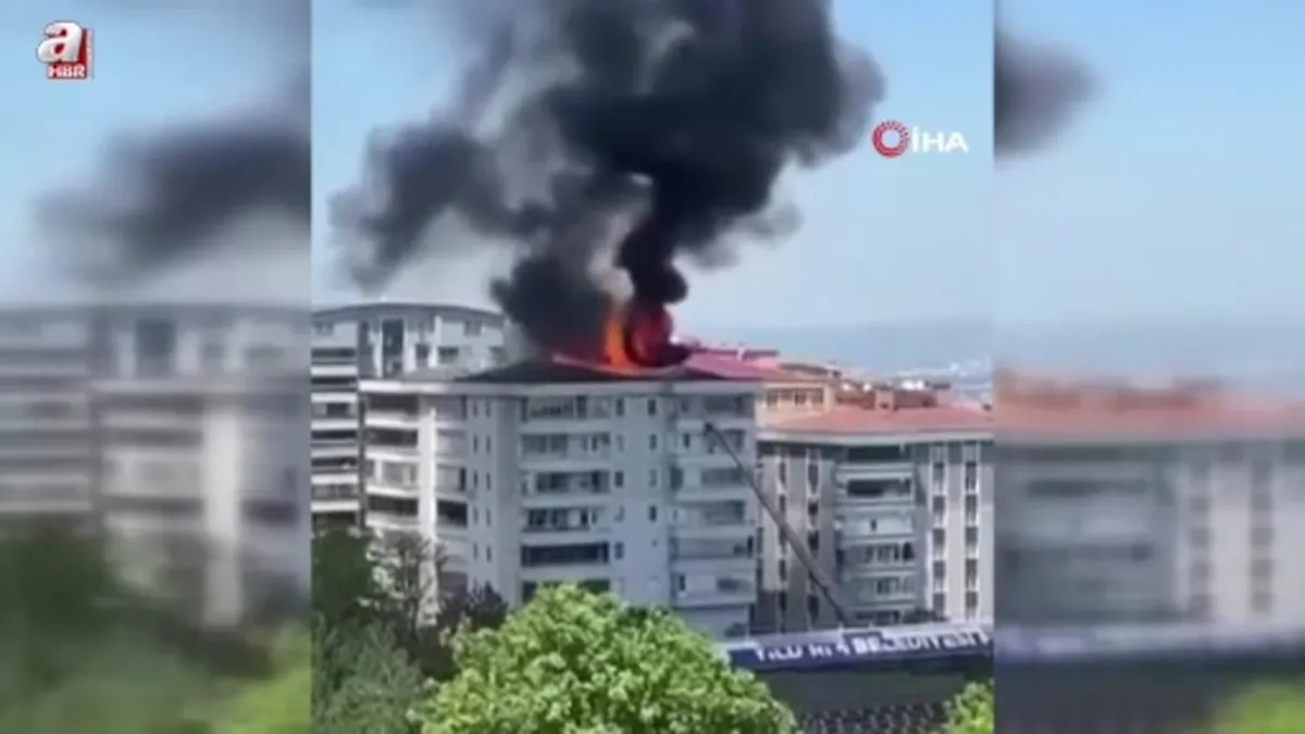 Bursa'da 6 katlı binanı çatısı küle döndü