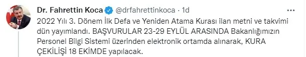 Sağlık Bakanı Fahrettin Koca’dan atama ve kura açıklaması! Tarih verdi - 2