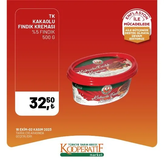 Tarım Kredi Market 30 Ekim indirim kataloğu! Kuru Soğan 5,90 TL, Salatalık 9,75 TL, Limon 10,90 TL, Yerli muz 28,90 TL, Mandalina 12,50 TL satışta…