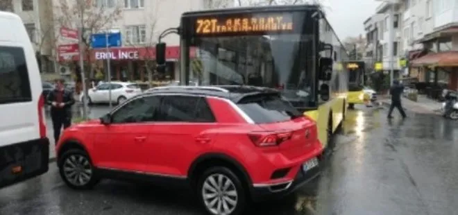 Bir İETT kazası daha! Bakırköy’de İETT otobüsü çarptığı aracı önünde sürükledi