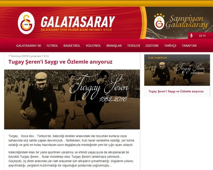 Galatasaray, efsanesi Turgay Şeren'i unutmadı - 1