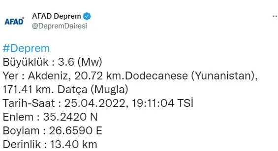 Son dakika: Datça açıklarında 3.6 büyüklüğünde deprem - 1