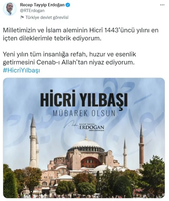 Başkan Erdoğan: Milletimizin ve İslam aleminin Hicri yılını tebrik ediyorum - 1