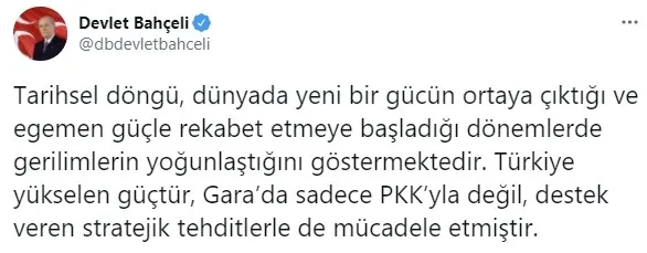 Son dakika: MHP Genel Başkanı Devlet Bahçeli’den Gara açıklaması