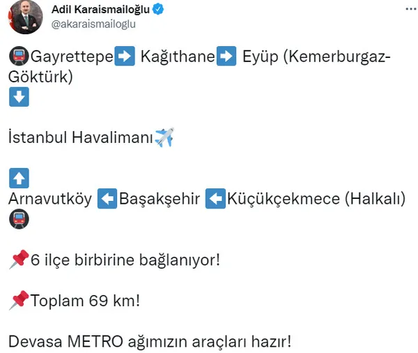 Ulaştırma ve Altyapı Bakanı Adil Karaismailoğlu’ndan metro hatları hakkında sevindiren haber! Devasa Metro ağımızın araçları hazır