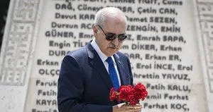 Kurtulmuş Meclis’te bombalanan alanlara karanfil bıraktı