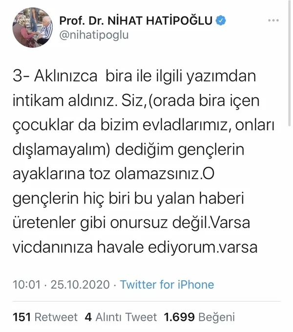 Prof. Dr. Nihat Hatipoğlu ailesine ait butik otelde içki satıldığı iddialarını yalanladı