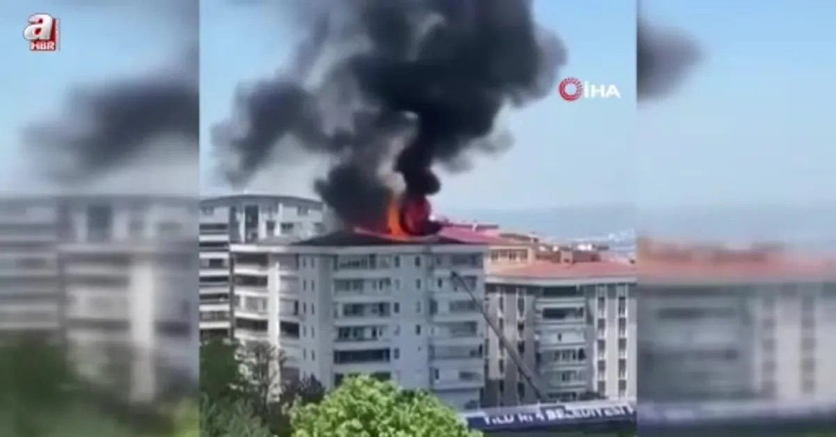 6 katlı binanı çatısı küle döndü