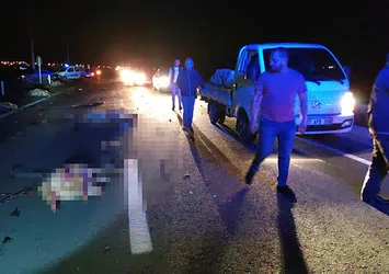 Konya'da yoldan geçmeye çalışan koyun sürüsüne minibüs çarptı! 34 koyun telef oldu
