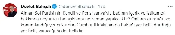 MHP Genel Başkanı Devlet Bahçeli'den son dakika açıklamaları: Alman Sol Partisi’nin Kandil ve Pensilvanya’yla bağı... - 11