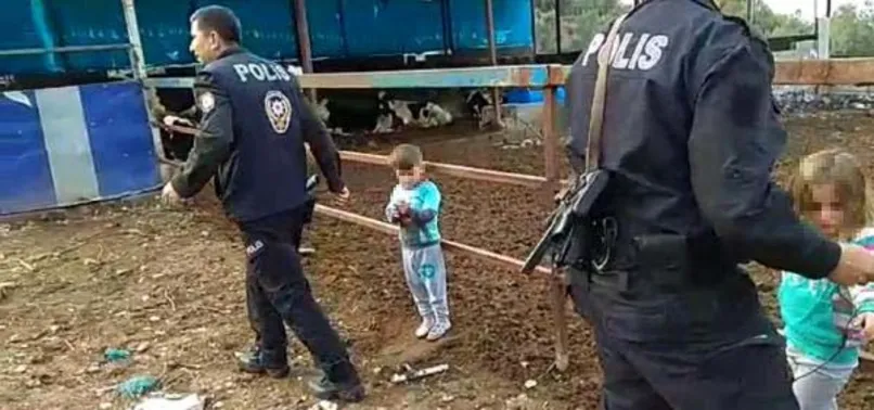 Osmaniye'de babalarının çite bağladığı 2 çocuğu polis kurtardı