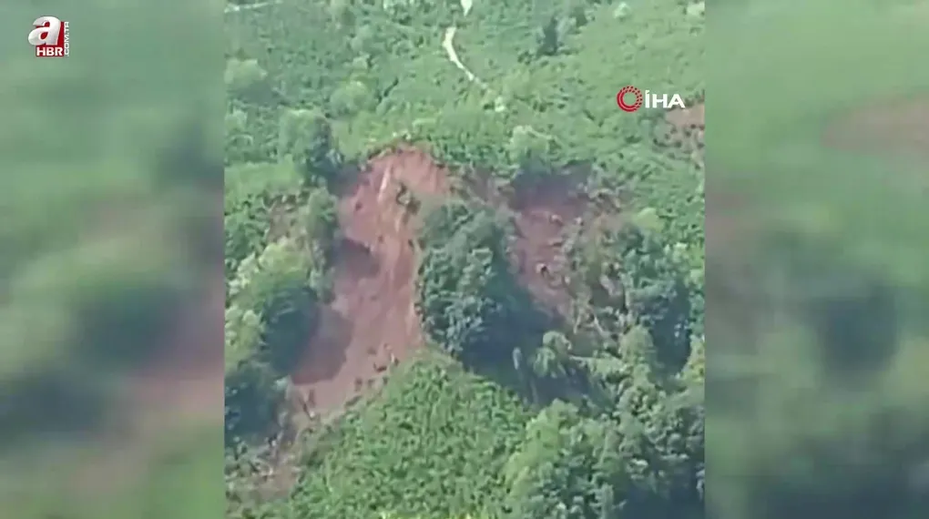 Ordu'da heyelan anı kamerada