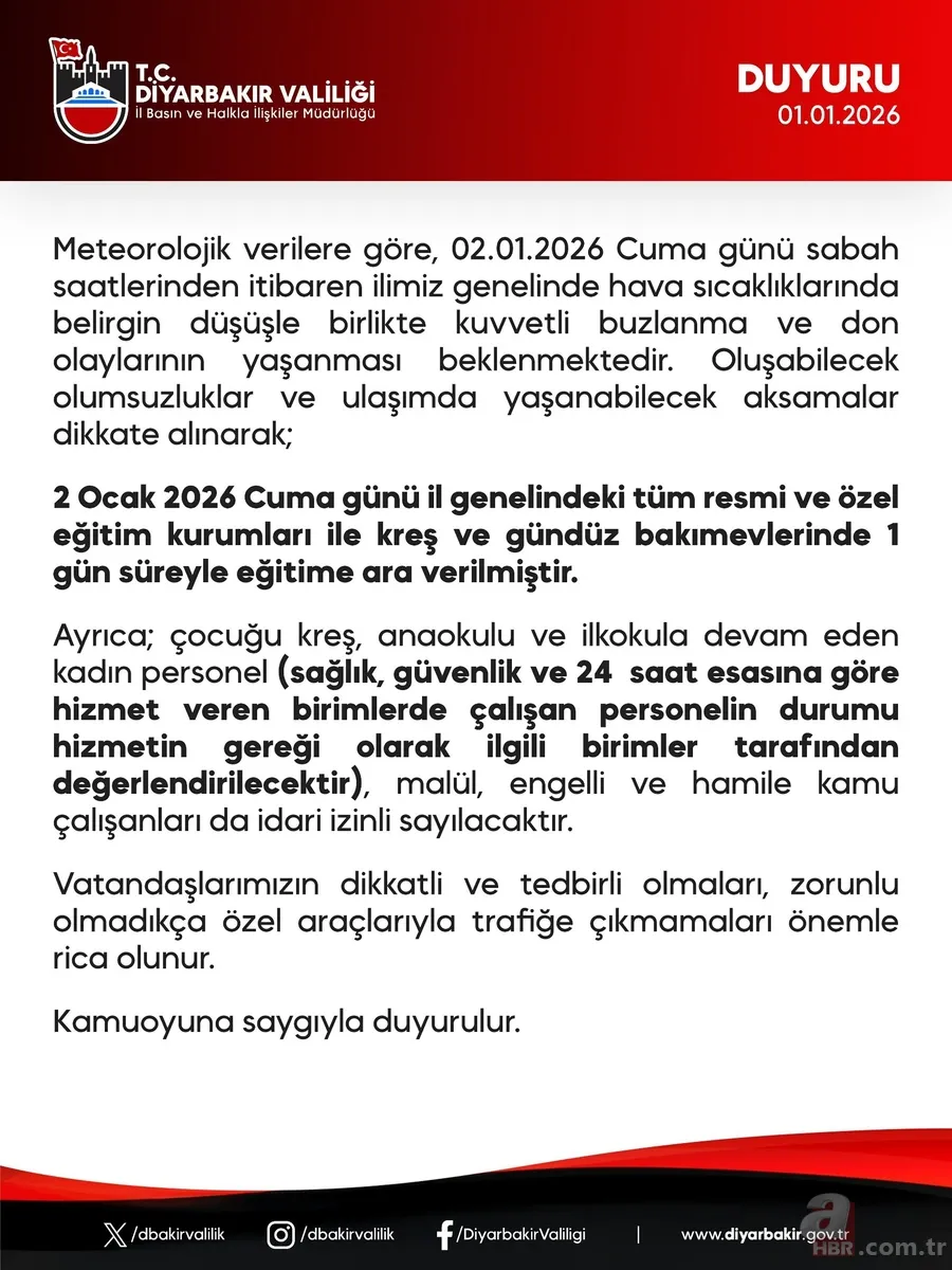İstanbul dahil tüm liste güncellendi! 2 Ocak’ta hangi illerde okullar kapalı olacak? 6