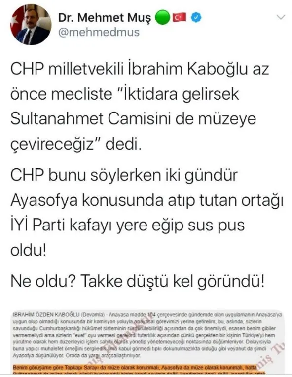 CHP İstanbul Milletvekili İbrahim Kaboğlu Sultanahmet Camii’nin müze olmasını istedi - 1