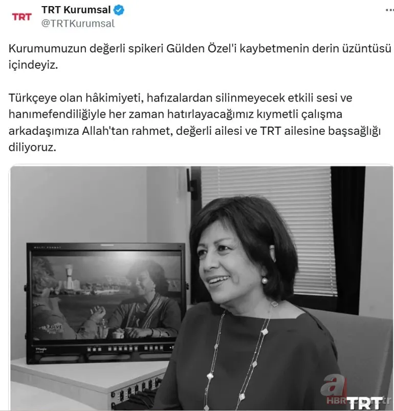 Gülden Özel kimdir, neden vefat etti? TRT'nin deneyimli spikeri Gülden Özel kaç yaşındaydı, hastalığı neydi? 4