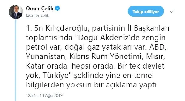 AK Parti’den Kemal Kılıçdaroğlu’nun skandal Doğu Akdeniz açıklamasına tepki