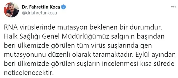 Son dakika: Sağlık Bakanı Fahrettin Koca'dan koronavirüs mutasyonu açıklaması - 4