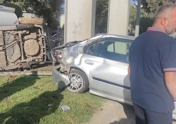 Adıyaman'da feci kaza! Çarpışan araç takla atarak durabildi