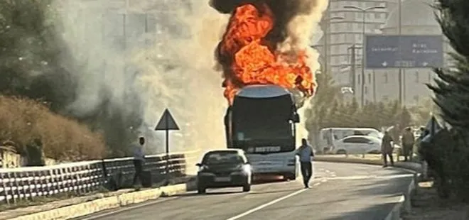 Kastamonu’da seyir halindeki yolcu otobüsü alev alev yandı