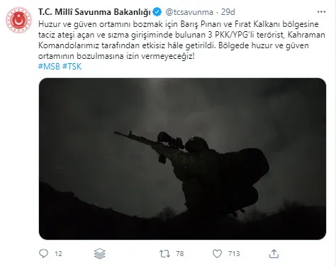 Son dakika: MSB duyurdu: Sızma girişiminde bulunan teröristlere ağır darbe!