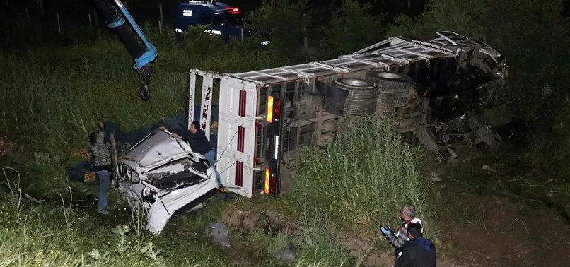 İzmir'de kamyon ile otomobil şarampole devrildi: 1 ölü, 1 yaralı