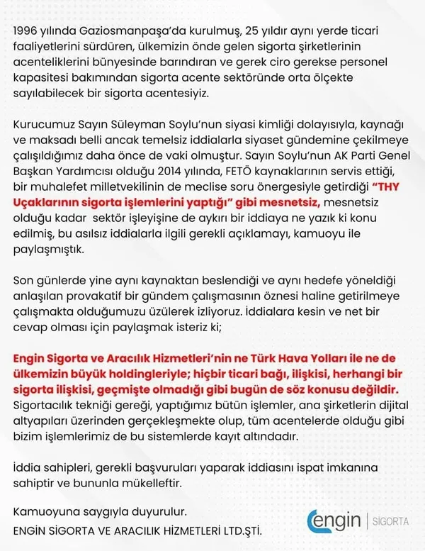 1622387183080.jpg İçişleri Bakanı Süleyman Soylu'nun kurucusu olduğu Engin Sigorta ve Aracılık Hizmetleri'nden Sedat Peker'in iddialarına yönelik açıklama - 4