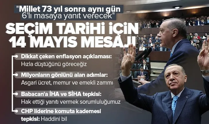 Başkan Erdoğan seçim tarihi olarak 14 Mayıs’ı işaret etti: Millet 73 yıl sonra aynı gün 6’lı masaya yanıt verecek