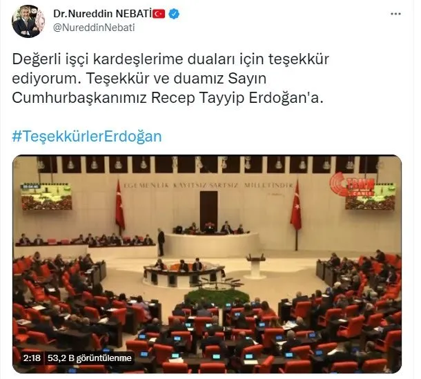 Son dakika: Başkan Erdoğan’ın asgari ücret zammını açıklamasının ardından ’Teşekkürler Erdoğan’ etiketi zirvede