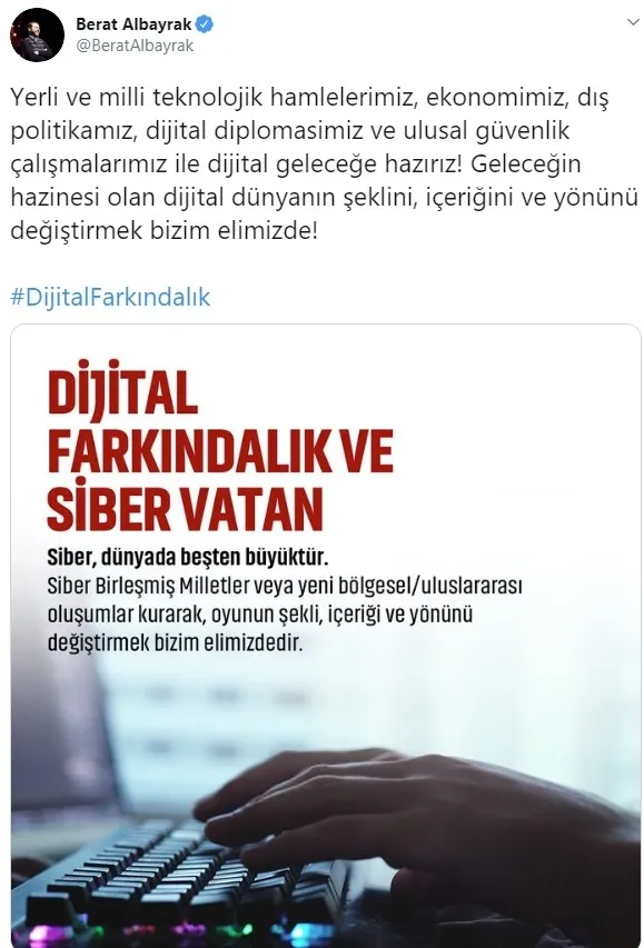Hazine ve Maliye Bakanı Berat Albayrak'tan dijital farkındalık mesajı - 1